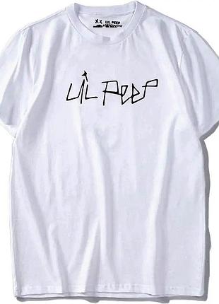 Белая футболка loys lil peep logo унисекс футболки лил пип l