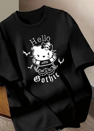 Жіноча футболка loys з принтом hello kitty готична ( футболка loys жіноча хеллоу кітті готична) чорний l