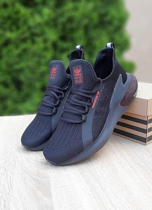 Мужские кроссовки adidas zx boost черные с красным