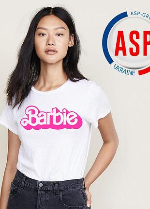 Футболка с надписью барби, barbie, розовая надпись, логотипом под заказ 1 день l