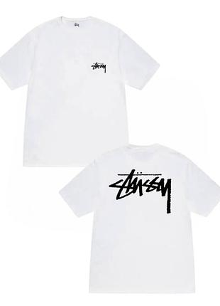 Белая футболка loys stussy spray logo унисекс футболки стаси стусси s