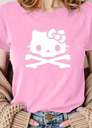 Жіноча футболка loys з принтом hello kitty ( футболка loys жіноча хеллоу кітті ) рожевий xl