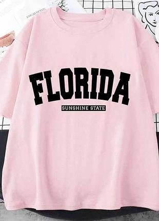 Жіноча стильна оверсайз футболка loys florida рожевий xl
