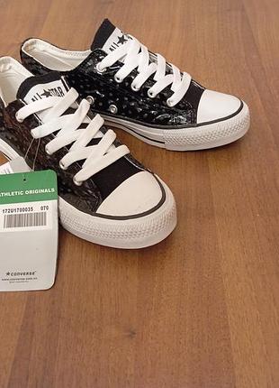 Кеди converse all star чорні лаковані з блискітками | розмір 38 eu | устілка 24,5 см - 1000 грн