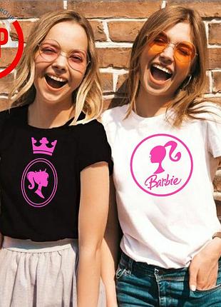 Футболка barbie с надписью барби, розовая надпись, логотипом под заказ 1 день xl
