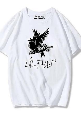 Біла футболка loys lil peep cry baby logo унісекс футболки ліл піп xs
