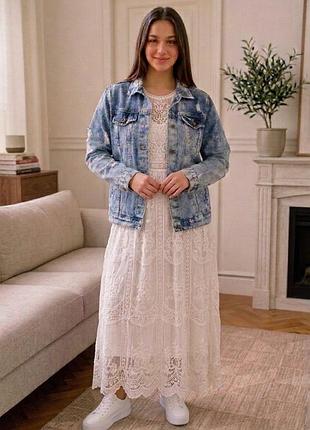 Стильна джинсова куртка з ефектом потертості накшталт zara