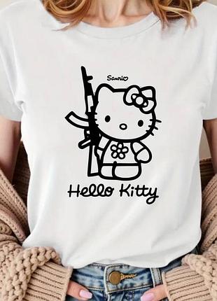 Жіноча футболка loys з принтом hello kitty ( футболка loys жіноча хеллоу кітті ) білий xs