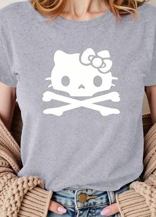 Жіноча футболка loys з принтом hello kitty ( футболка loys жіноча хеллоу кітті ) сірий xs