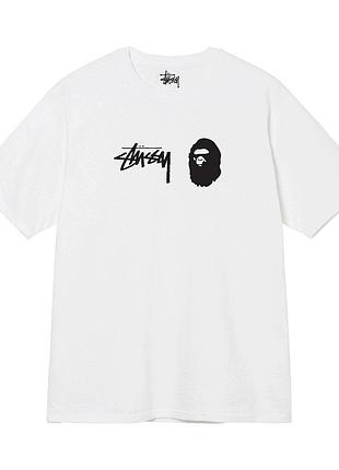 Біла футболка loys bape x stussy бейп бейп стассі стуссі футболки унісекс xl