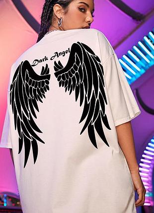 Жіночий оверсайз футболка loys з принтом dark angel білий xl