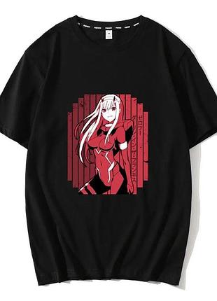 Футболка черная loys аниме zero two харадзюку style m