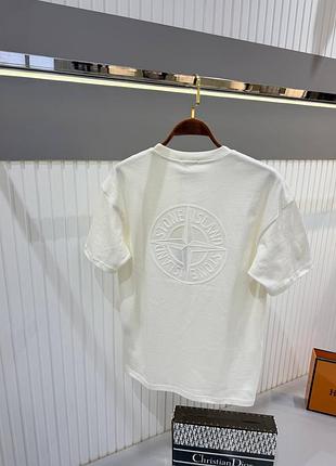 Футболка stone island, белый цвет, новинка