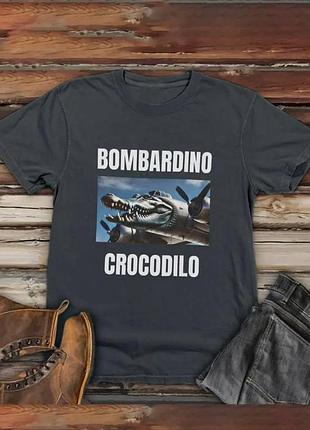 Чоловіча оверсайз футболка loys з принтом bombardino crocodilo цемент xs