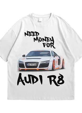 Футболка loys с принтом need money for audi r8 белый xs