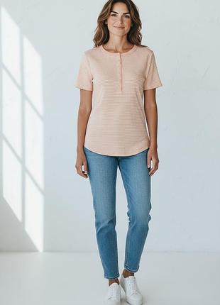 Акция 1+1 = 3 красивая футболка в рубчик marks &amp; spencer 95% хлопок 5% эластан трикотаж
