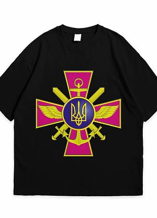 Футболка loys с патриотическим принтом эмблема гш всу черный xs