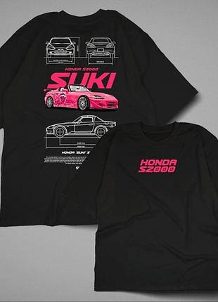 Футболка honda s2000 suki з автомобільним принтом l, графітовий