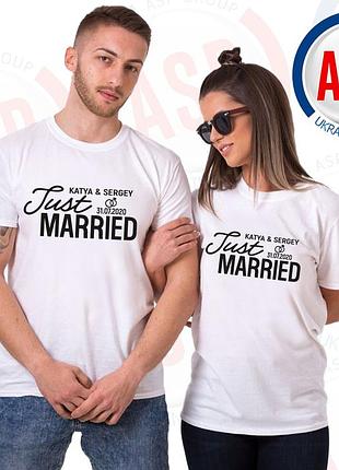 Футболки для жениха и невесты mr & mrs just married футболки для свадьбы с надписями печать под заказ l