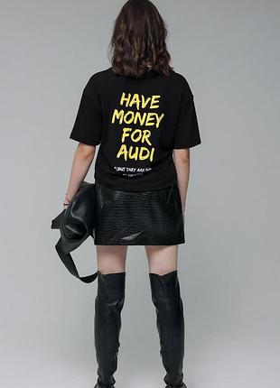 Футболка чорна з написом "have money for audi"