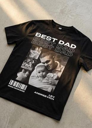 Футболка best dad с фото – персонализированный принт для папы xl, белый