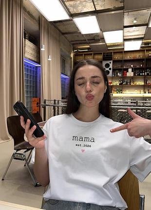 Футболка “mama est. [год]” с сердцем | индивидуальный год черный, xxl
