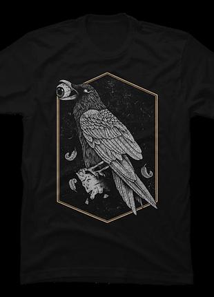 Повсякденна футболка loys з принтом gothic raven - black crow realistic drawing xs
