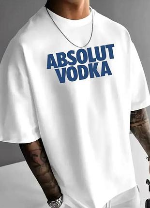 Чоловіча оверсайз футболка loys з принтом absolut vodka білий xs