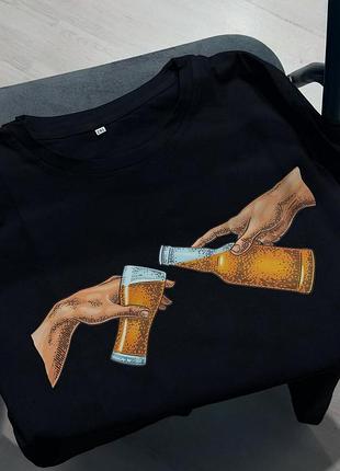 Футболка cheers — руки с пивом | футболка с арт-принтом для любителей пива графитовый, xl