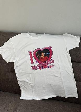 Футболка "i ❤️ my girlfriend" с фото второй половинки l, белые
