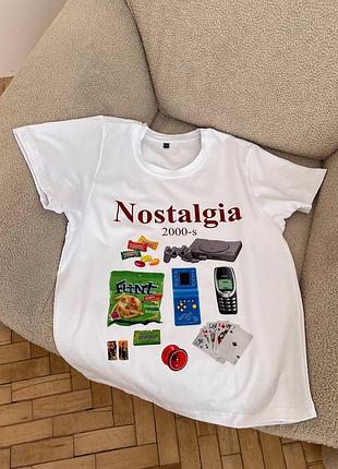 Футболка з принтом "nostalgia 2000-s" l, хакі