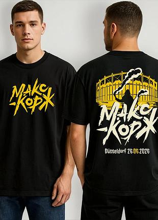 Оверсайз футболка «макс корж düsseldorf 26.06.2026», черная, концертная, премиум
