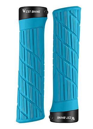Грипсы велосипедные west biking yp0804063 с двумя замками ручки на руль blue