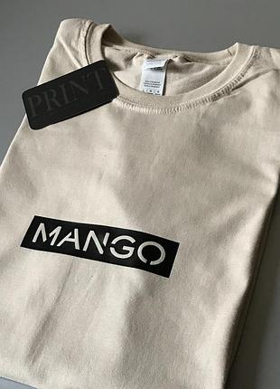 Жіноча футболка 100% бавовна — mango xs, бежевий
