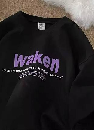 Стильна жіноча оверсайз футболка loys з принтом waken y2k чорний xs