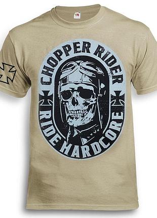 Футболка loys chopper rider череп с мальтийским крестом хаки s