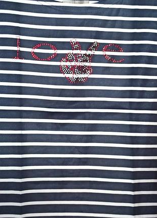Футболка женская, молодежная, в полоску, со стразами, р.xl,2xl, производитель турция.