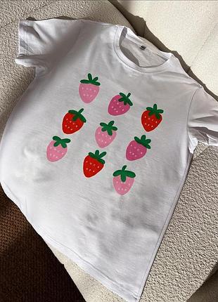 Футболка strawberry fuck off – стильный принт черный, l