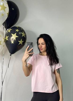 Базовая футболка женская однотонная светло-розовый s