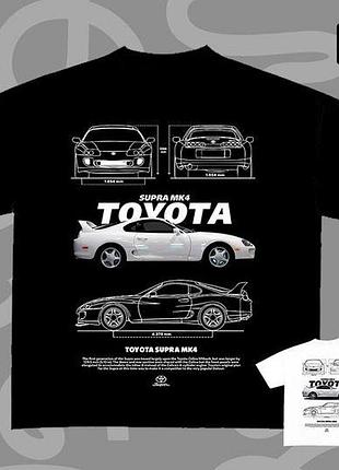 Футболка с принтом toyota supra mk4 – схема и профиль авто белый, m