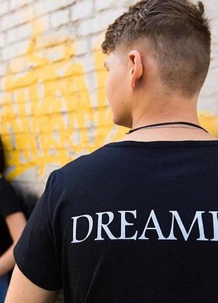 Черная женская\мужская футболка с рисунком - dreamer