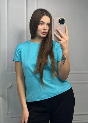 Базовая футболка женская удлиненная бирюзовый xl