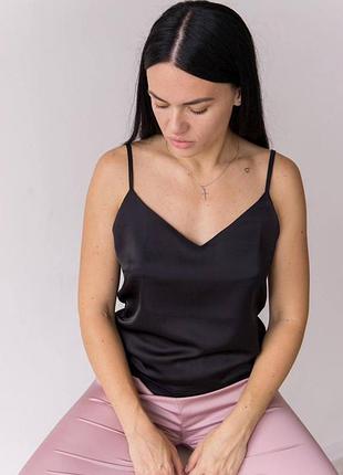 Базова майка жіноча атлас чорний 3xl