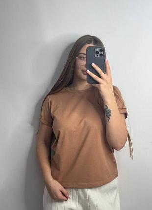 Базовая футболка женская однотонная кэмел xl