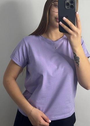 Базовая футболка женская однотонная лаванда xxl