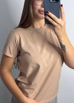 Базовая футболка женская однотонная беж xl