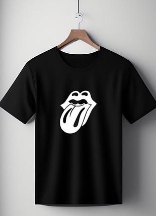 Футболка черная оверсайз унисекс c принтом " rolling stones " розмір s-m l