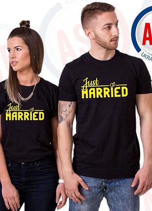 Футболки для жениха и невесты just married футболки для свадьбы с надписями печать под заказ m