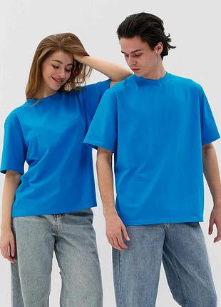Футболка oversize базова унісекс з коротким рукавом колір блакитний р. xs, s, m, l, xl, xxl l