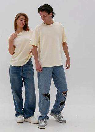 Футболка oversize базовая унисекс с коротким рукавом цвет желтый р. l, xl, xxl xxl